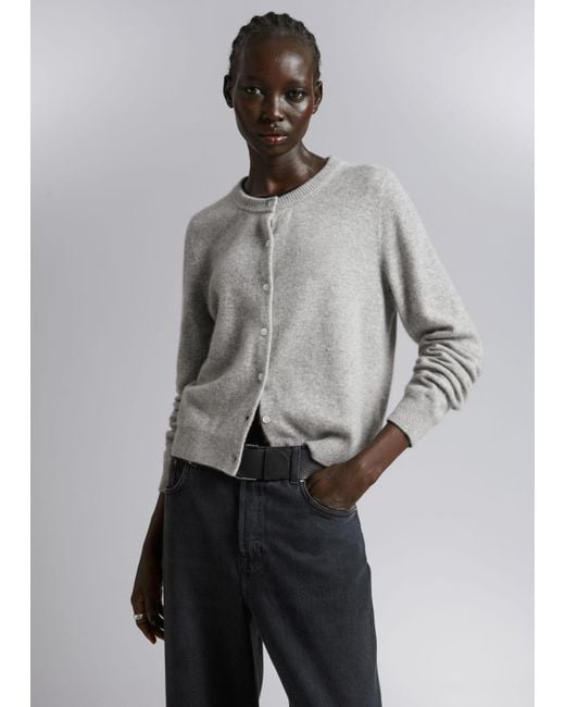 & Other Stories Gray Slim Cashmere Cardigan