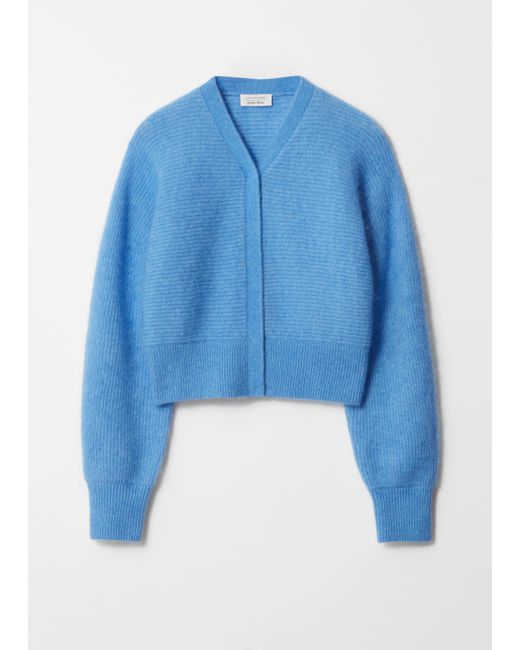 & Other Stories Blue Mohair-Blend Rib-Knit Cardigan