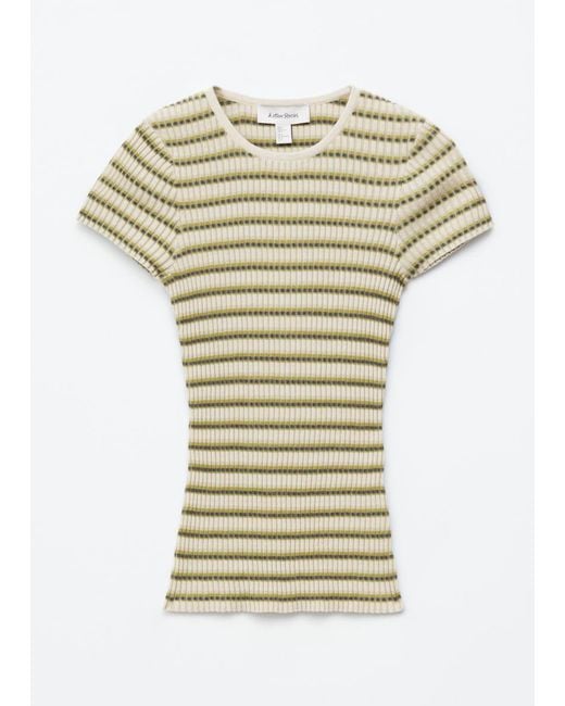 & Other Stories White Striped Rib-Knit T-Shirt