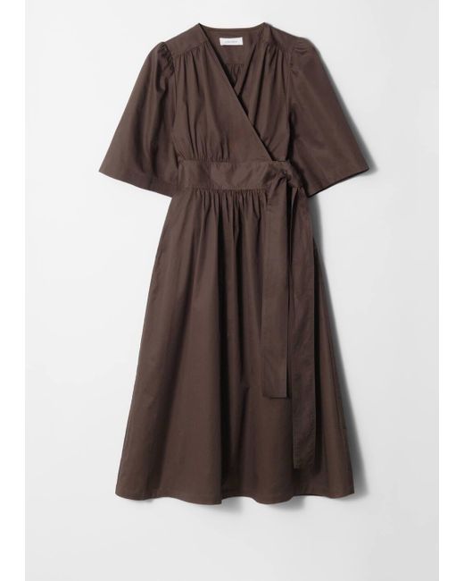 & Other Stories Brown Wrap Midi Dress