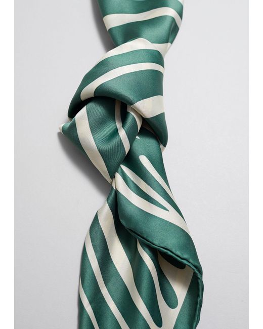 & Other Stories Green Printed Square Scarf