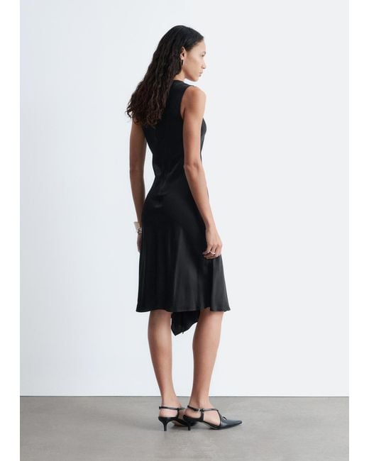 & Other Stories White Asymmetric Satin Midi Dress