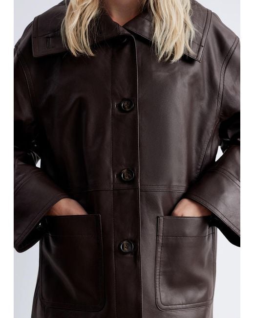 & Other Stories White Boxy Nappa Leather Jacket