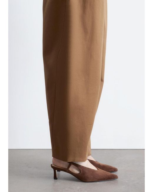 & Other Stories Brown Classic Leather Slingback Pumps
