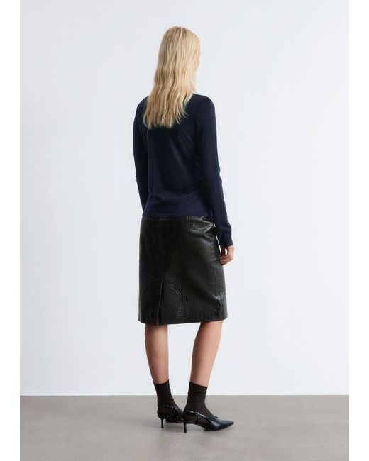 & Other Stories Blue Thin-Knit Wool Turtleneck