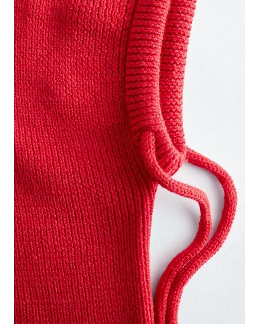 & Other Stories Red Oversized Wool Balaclava