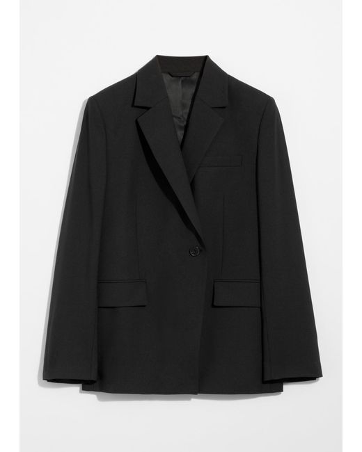 & Other Stories Black Single-Breasted Wool Blazer