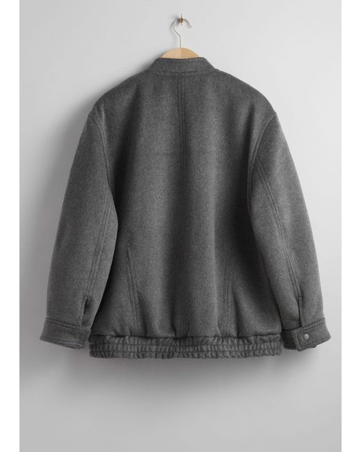 & Other Stories Gray Oversized Wool Jacket