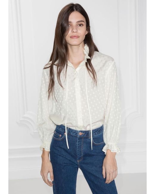 & Other Stories White Ruffle Collar Blouse