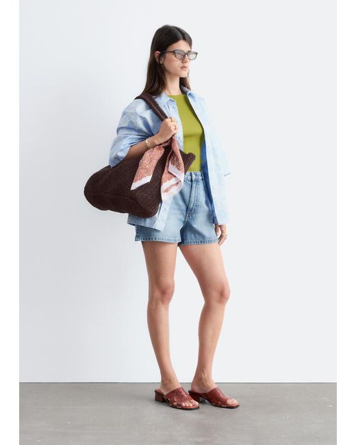& Other Stories Blue Relaxed Denim Shorts
