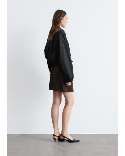 & Other Stories Black Cropped Drawstring Shirt