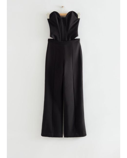& other stories wide leg trousers in green check