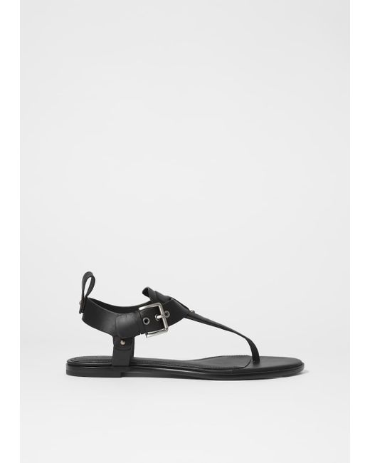 & Other Stories White Ankle-Strap Leather Sandals