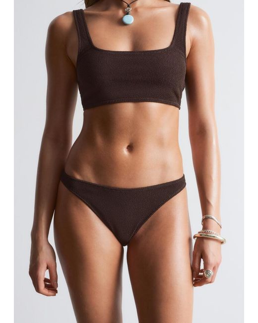 & Other Stories Brown Textured Bikini Top
