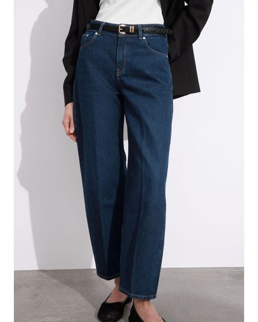 & Other Stories Blue Cropped Barrel-leg Jeans