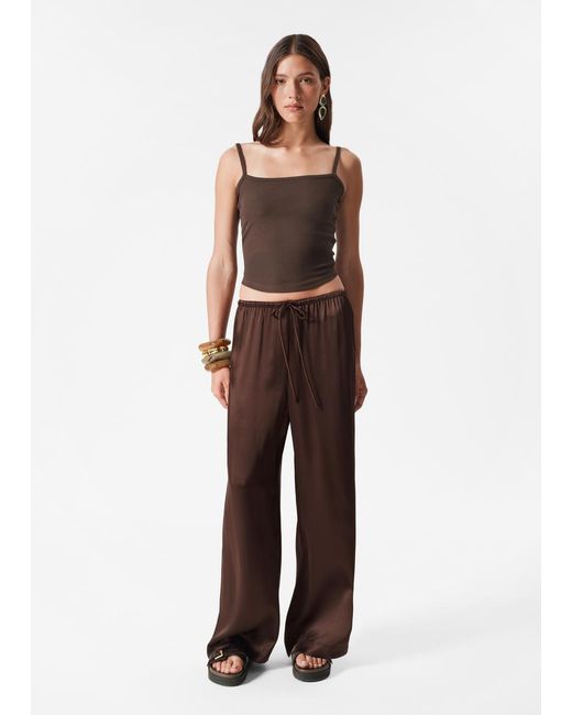 & Other Stories White Drawstring Satin Trousers