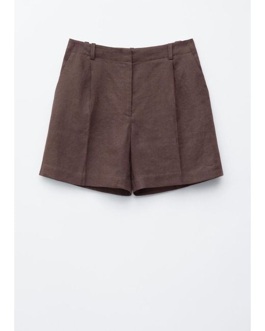 & Other Stories Brown Tailored Linen Shorts