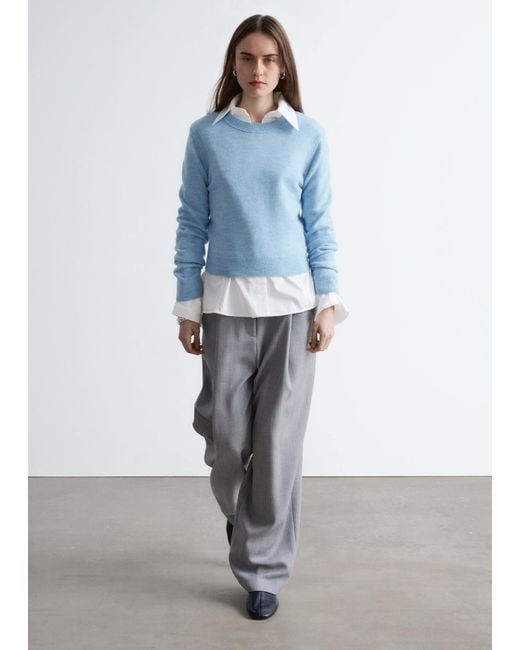 & Other Stories Blue Knitted Wool Jumper