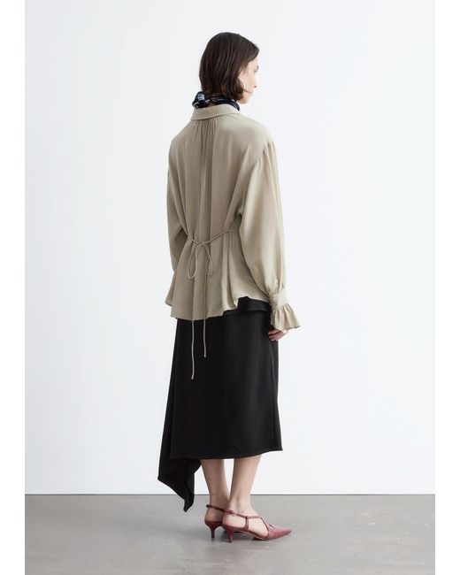 & Other Stories Natural Tie-Back Gathered Blouse