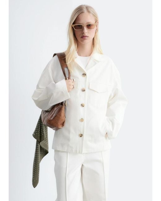 & Other Stories White Cotton Twill Tailored Jacket