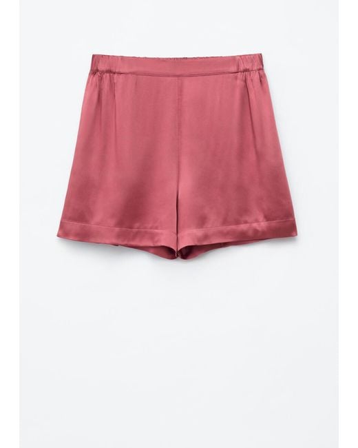 & Other Stories Red Satin Pull-On Shorts