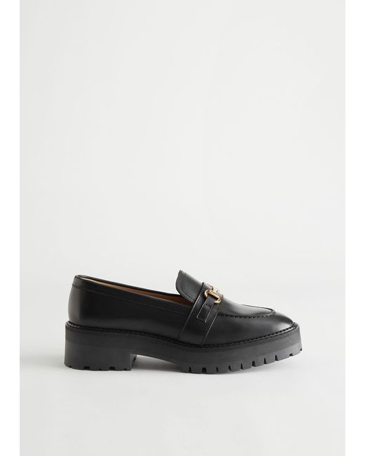 & Other Stories Black Buckled Chunky Leather Loafers