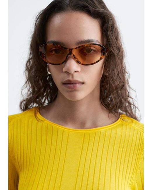 & Other Stories Yellow Ribbed Top
