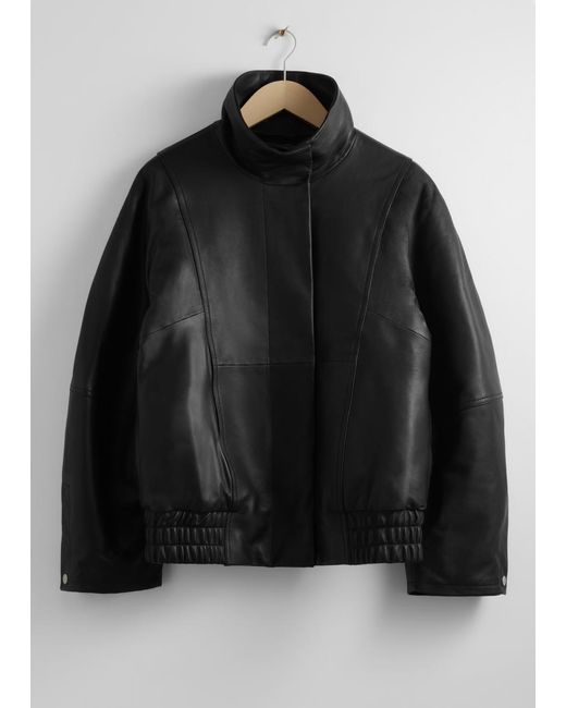 & Other Stories Black Oversized-Lederjacke