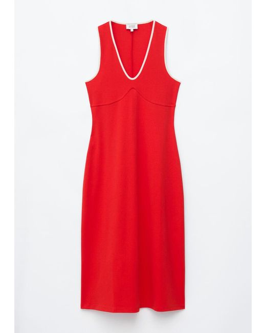 & Other Stories Red U-Neck Midi Dress