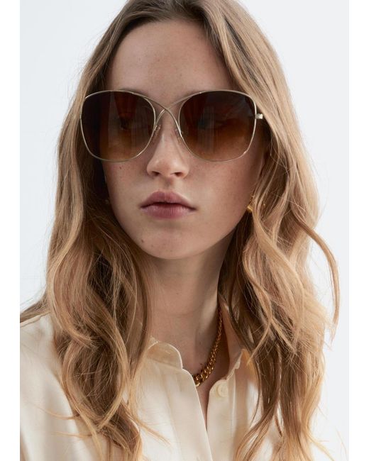 & Other Stories Brown Oversized Crossover-Frame Sunglasses