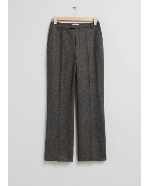 & Other Stories Gray Slim Flared Tailored Trousers