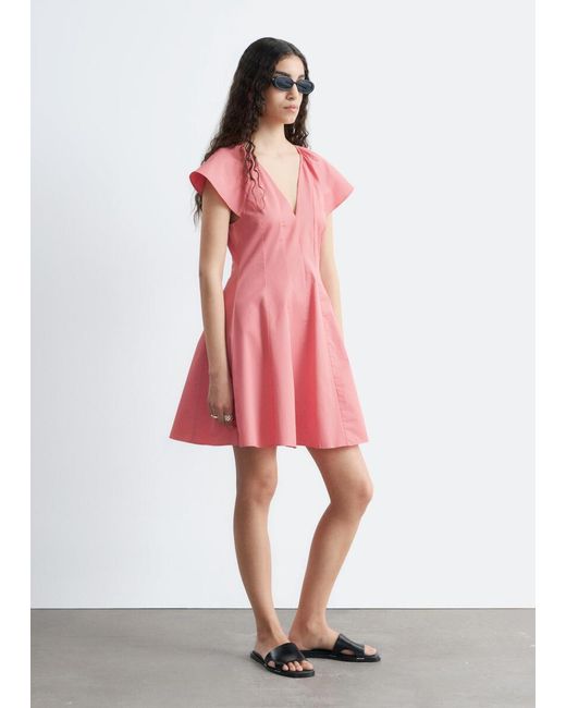 & Other Stories Pink Flared Mini Dress