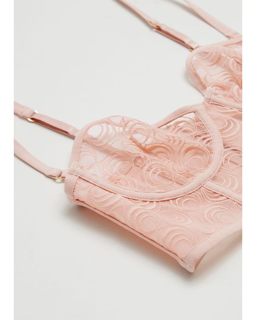 & Other Stories Pink Lace Bustier Bra