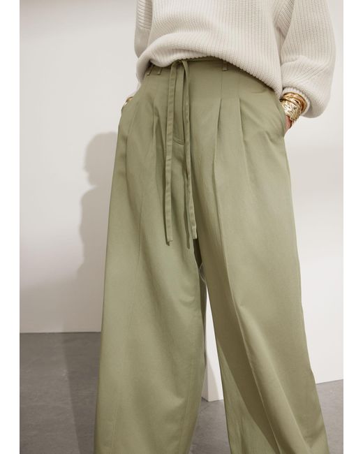 & Other Stories Natural Wide Belted Trousers