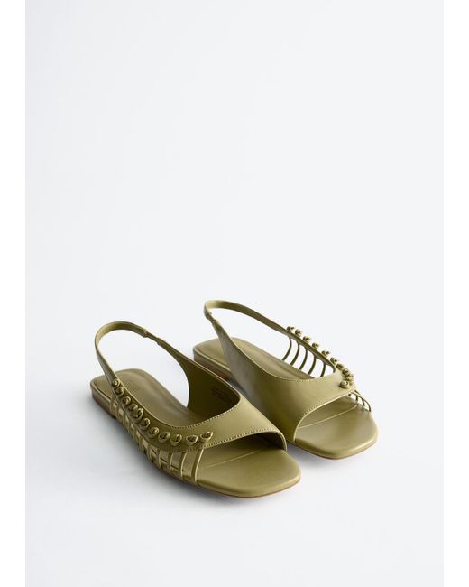 & Other Stories Green Leather Slingback Sandals