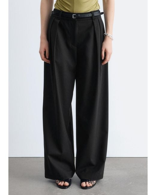& Other Stories Blue Wool-Blend Tailored Trousers