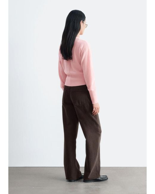 & Other Stories Pink Wool Corset Rib Cardigan