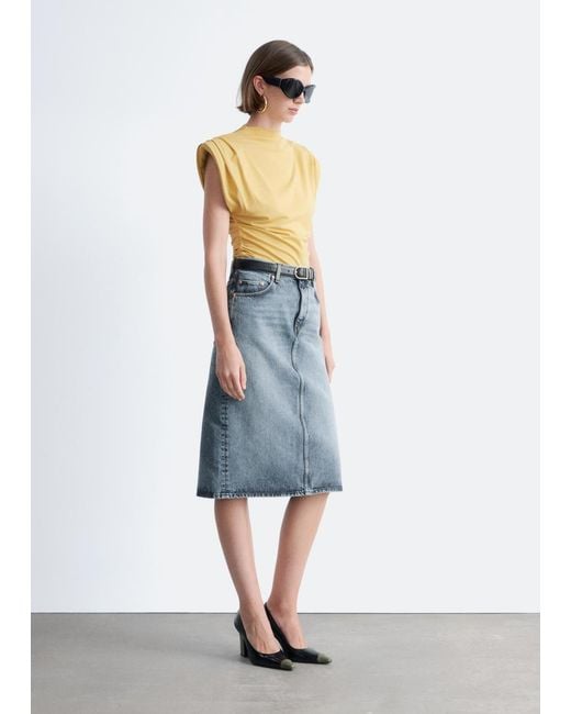 & Other Stories Blue Draped Jersey Top