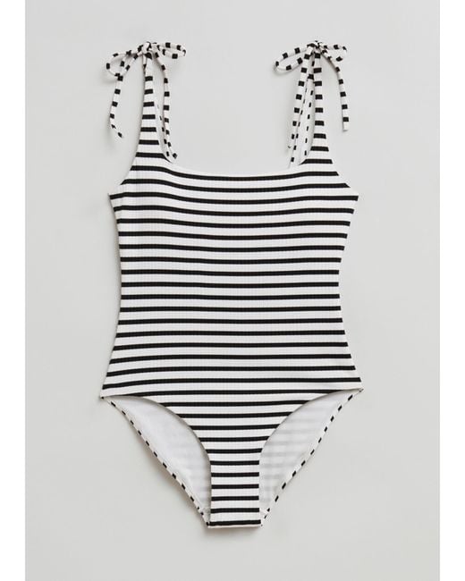 & Other Stories White Ribbed Swimsuit