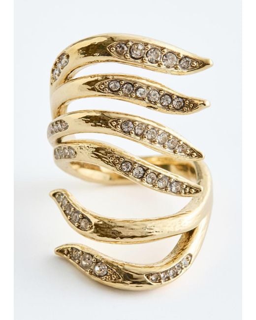 & Other Stories White Multi Wire Rhinestone Ring