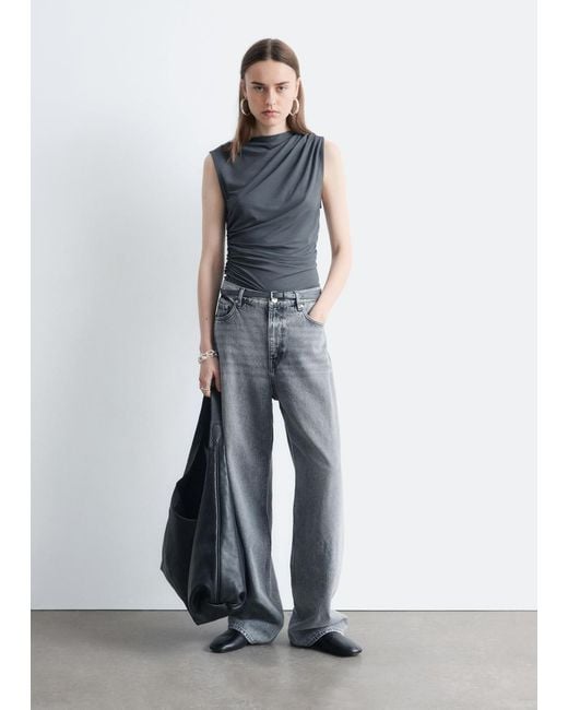 & Other Stories White Draped Jersey Top