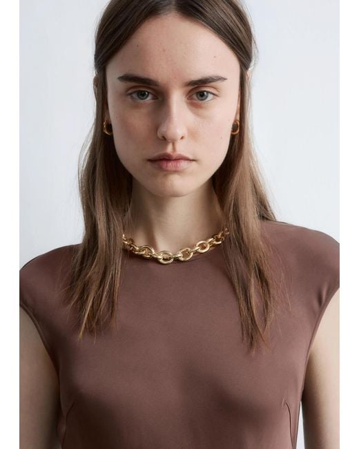 & Other Stories White Fitted Satin Maxi Dress