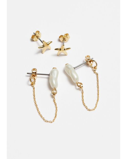 & Other Stories White Starfish Earrings Set