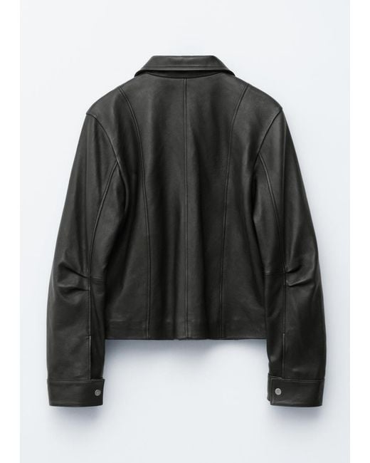 & Other Stories Black Patch-Pocket Leather Jacket