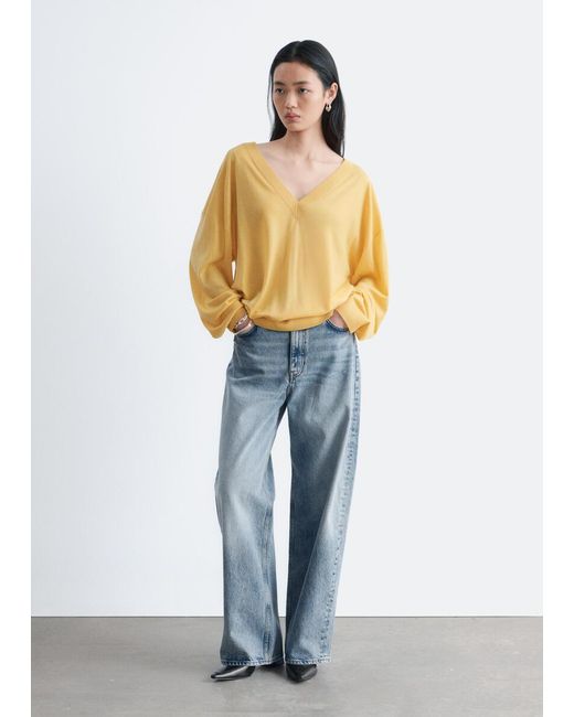 & Other Stories Blue Oversized Merino Wool Jumper