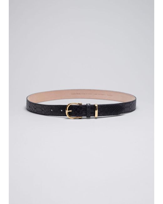 & Other Stories Black Croco Leather Belt