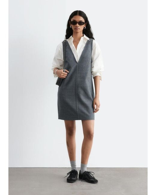 & Other Stories Gray Houndstooth Dress