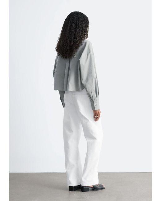 & Other Stories White Cropped Oversized Cotton Shirt