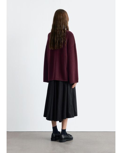 & Other Stories Red Button-Detailed Wool Jumper