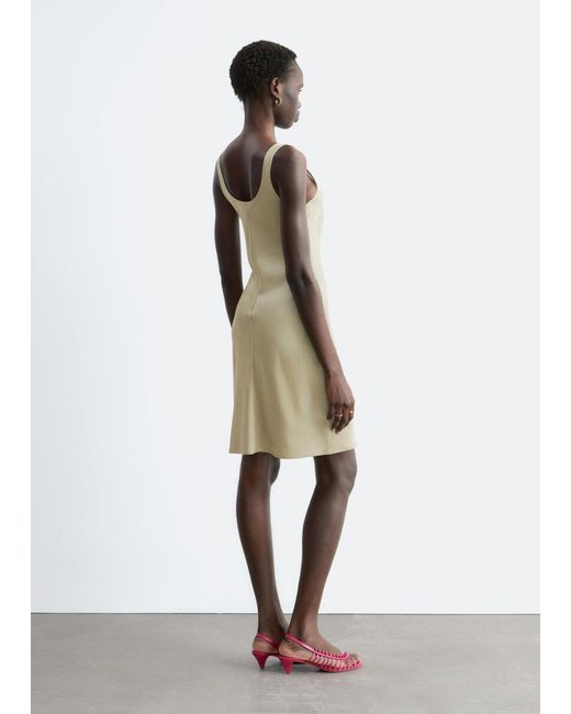 & Other Stories White Satin Slip Mini Dress